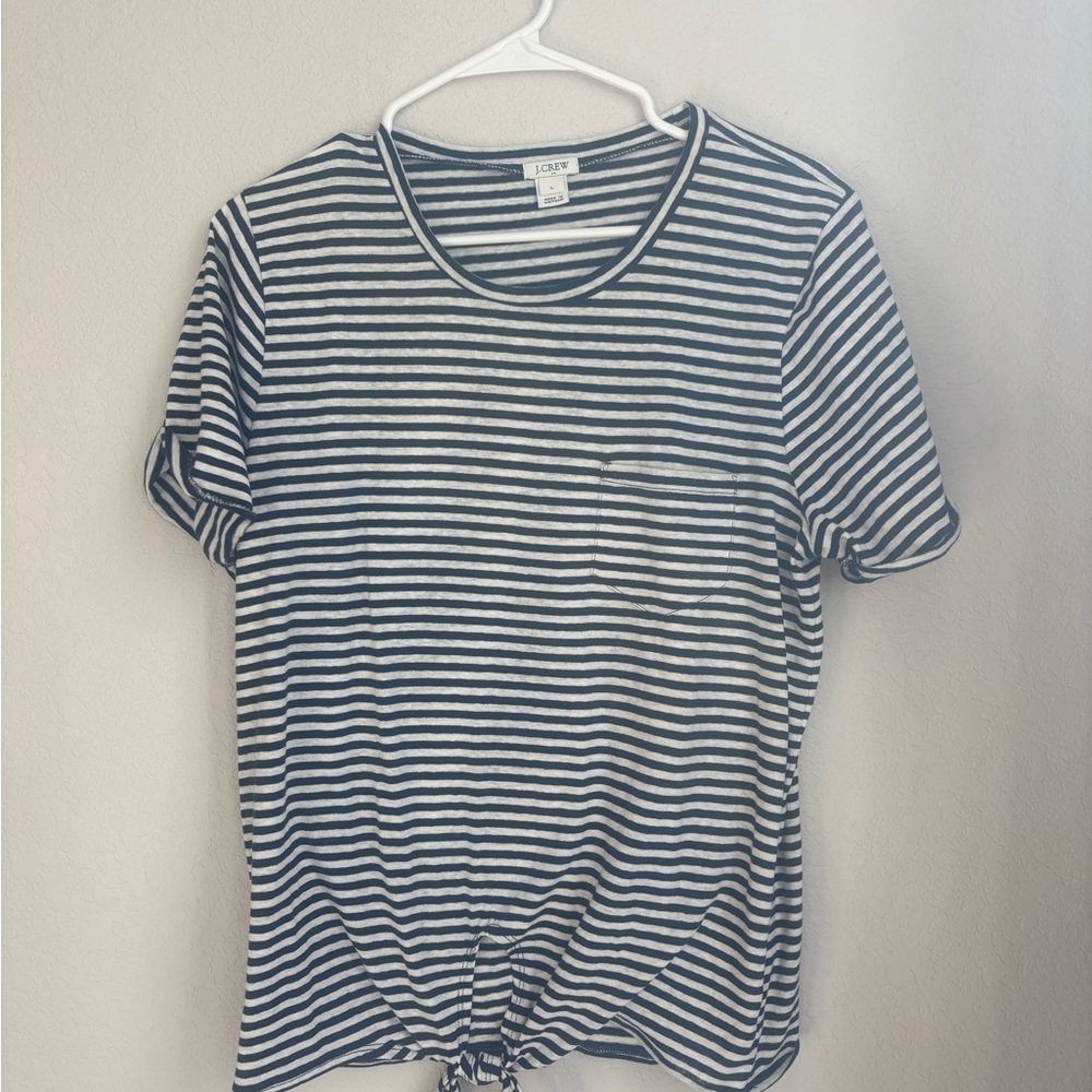 J. Crew Women’s Navy and White Striped Tee